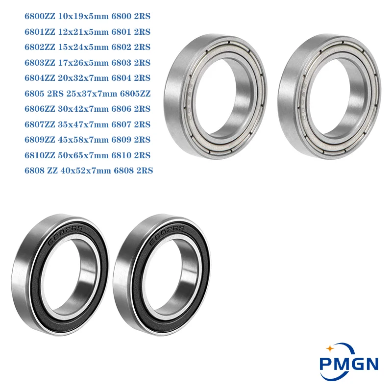 

6800 6801 6802 6803 6804 6805 6806 6807 6808 6809 6810 ZZ 2Z -2RS Thin Wall Metal Shielded Rubber Sealed Bearing Ball Bearings