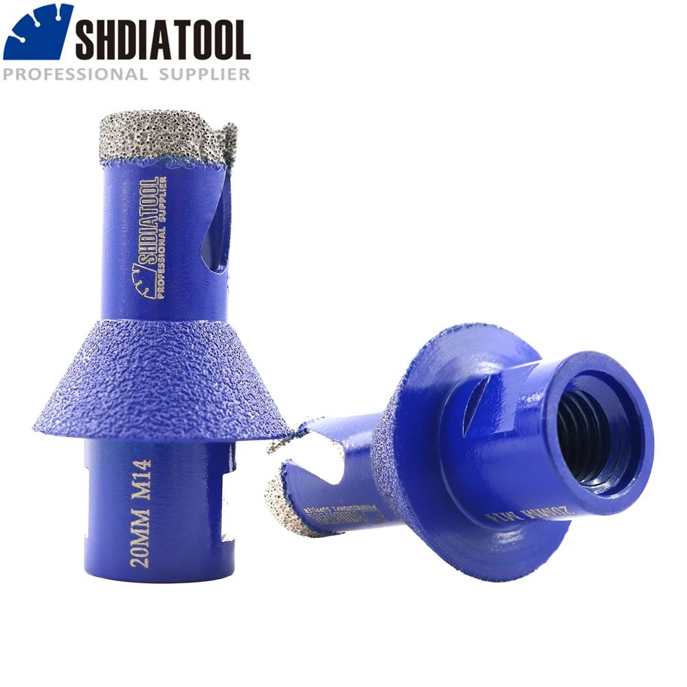 SHDIATOOL 1pc Dia20/25/35mm Diamond Chamfer Drill Core Bits Ceramic Tile Marble Milling Drilling M14 or 5/8-11 Thread Hole Saw