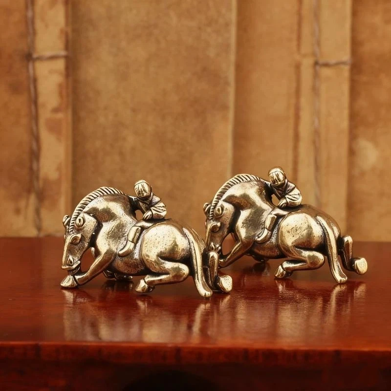 New 1Pcs Child Riding Home Office Desktop Decoration 2026 Year Of Horse Brass Feng Shui Horse Figurines Miniatures Gift
