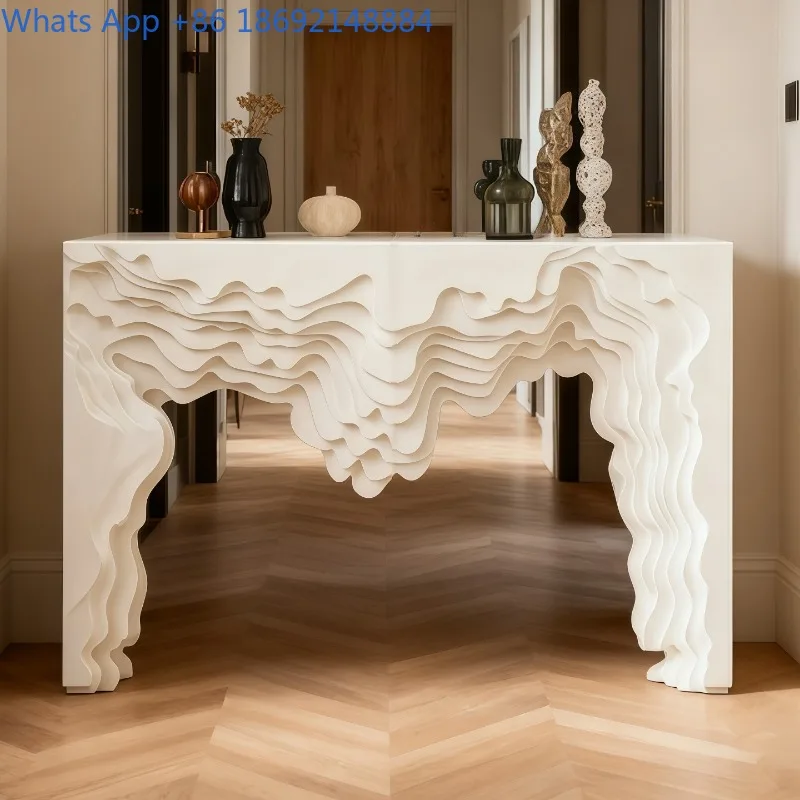 

Стол для прихожей в кремовом стиле, креативная неправильная форма, декоративный шкаф для прихожей в гостиной, диван, задний шкаф