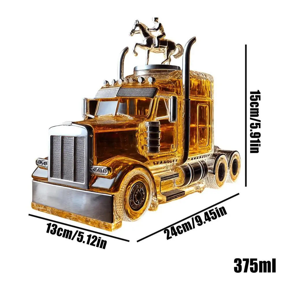 375ml Vintage Whiskey Decanter with Unique Stopper Half Truck Bourbon Dispenser for Brunch And Beer Hosting Liquor Container