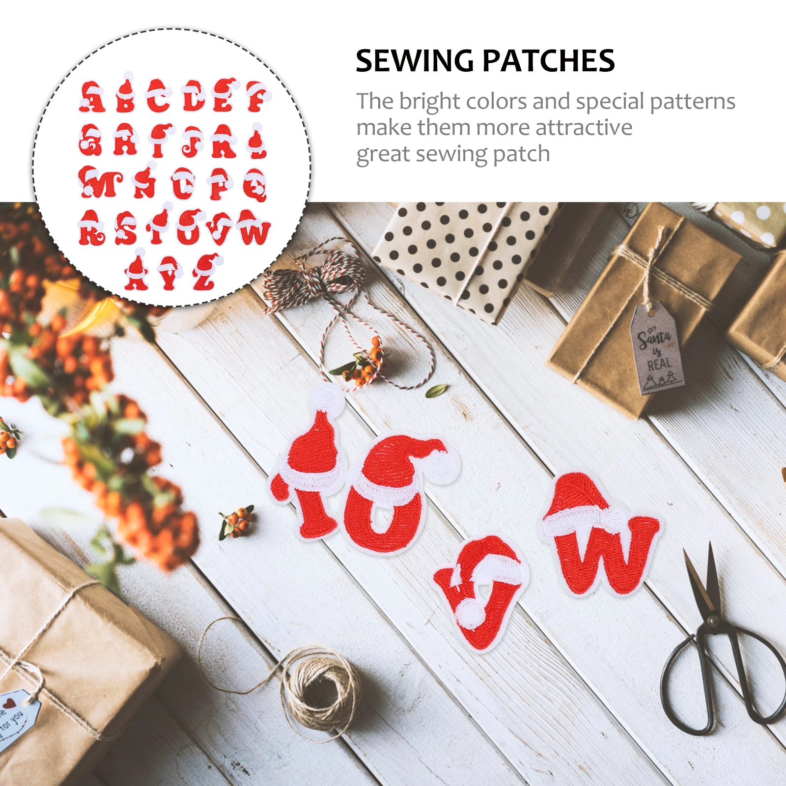 

26pcs Christmas Alphabet Patches Sewing Appliques Embroidery Letter Badges Decorative Accessories For Diy Clothing Shoes Bags