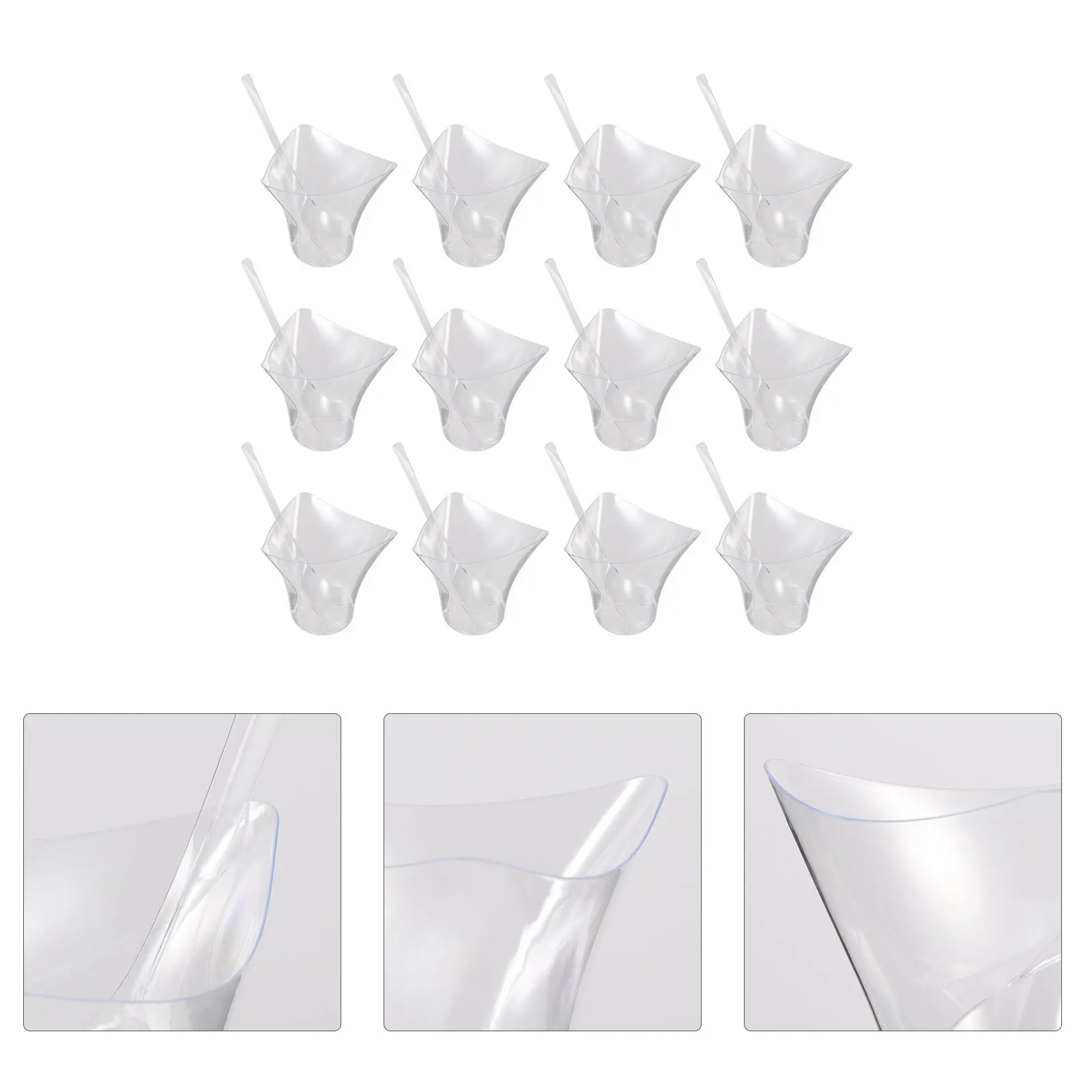 

50 set Wooden Crumbs Cup With Spoon Clear Plastic Dessert Cups For Ice Cream Pudding Mousse Yogurt Tiramisu Jelly Smoothie Party