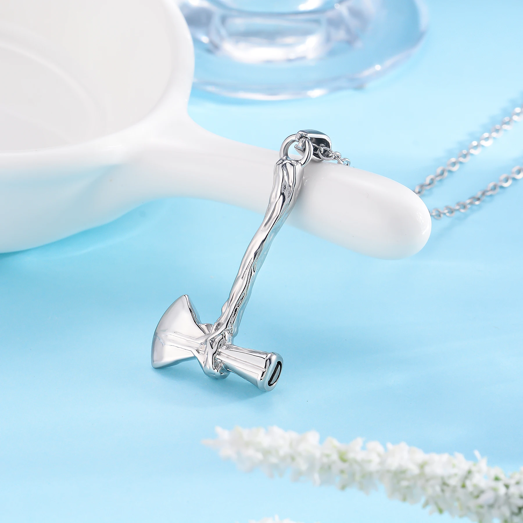 Schraubenschlüssel-Urnen-Halskette aus Edelstahl mit Herz, Einäscherungsanhänger für Asche, Andenken-Schmuck für Männer, Trichter-Werkzeug – Detail 12