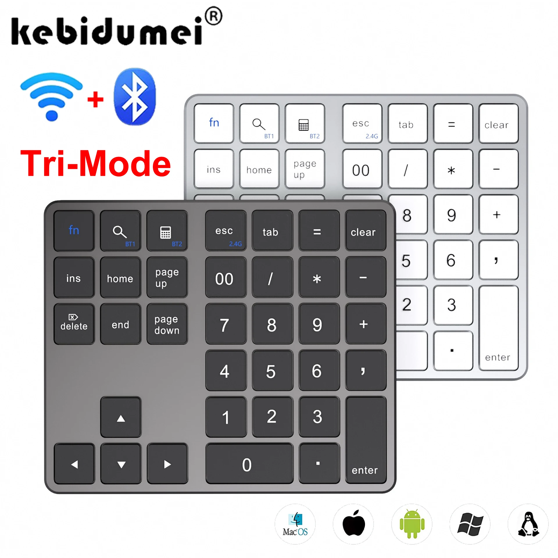 2.4g sem fio bluetooth número almofada teclado digital recarregável ultra-fino teclado de conexão remota para ios android janela pc