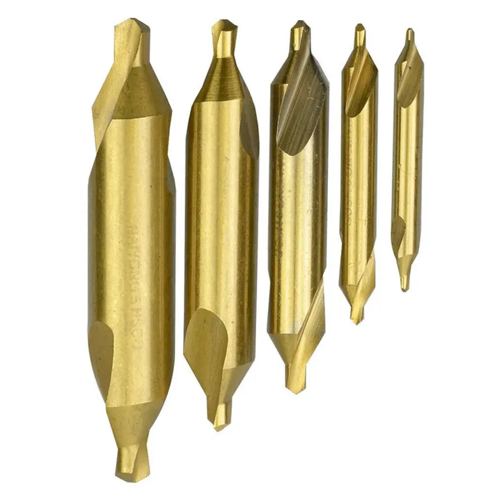 Professional HSS Titanium Center Drill Bit with Countersink Guide for Metalworking Lathe and Drilling Machine