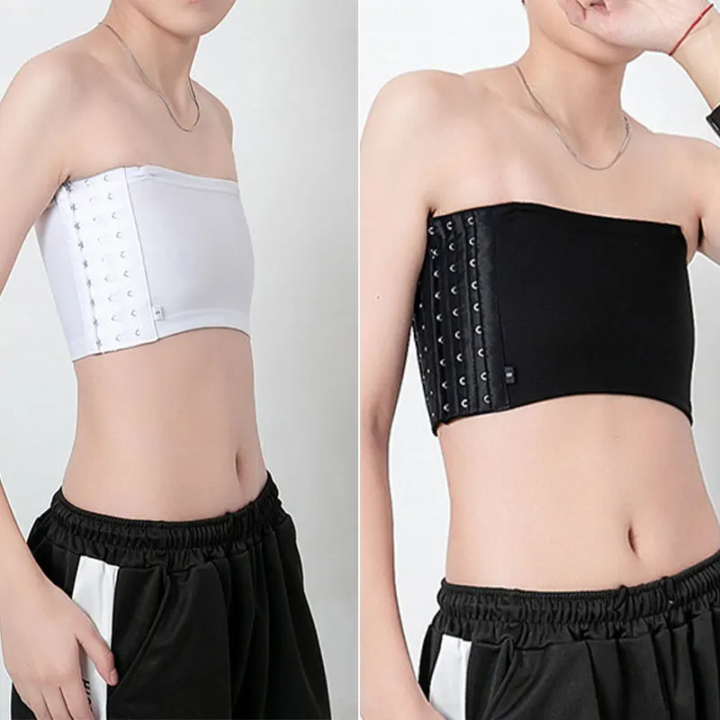 

Women Chest Binder Lesbian Tomboy Crop Top Flat Breast Binder Bra Les Corset Stretch Body Shaping Buckle Bra Tanks No Padded