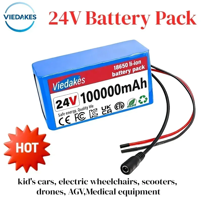 24V 100Ah 18650 Rechargeable Battery Pack