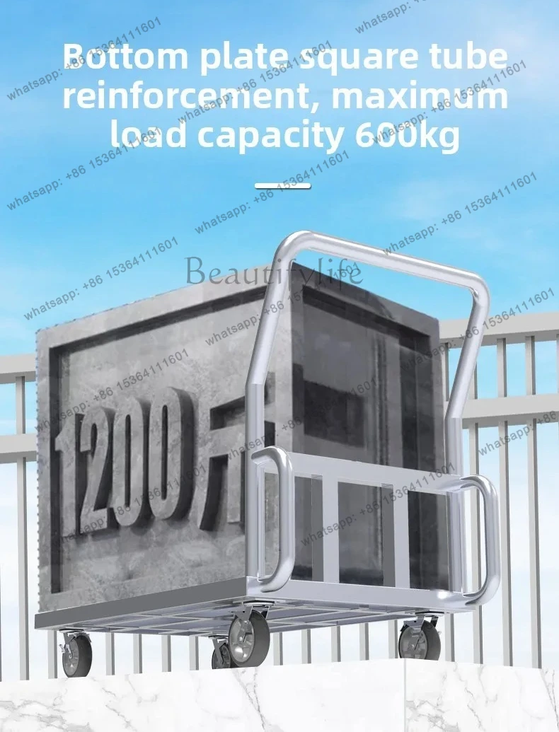 stainless steel trolley pulling goods restaurant flatbed truck moving truck silent seafood aquatic product trailer