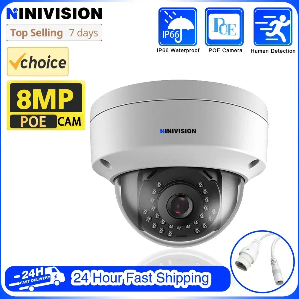 

4K PoE Security IPC Camera Outdoor 8MP IP Dome Camera IP67 Waterproof Vandal-Proof PoE Security Camera Surveillance CCTV Cameras