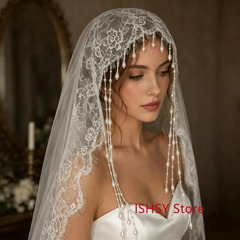 vintage-mantilla-bridal-wedding-veils-lace-trim-edge-pearls-beaded-for-brides-photos-ceremony-unique-fingertip-catholic-ivory