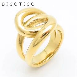 Trendy Stainless Steel Women's Rings Gold Silver Color Geometric Irregular Hollow Interwoven Winding Charm Rings Wedding Jewelry