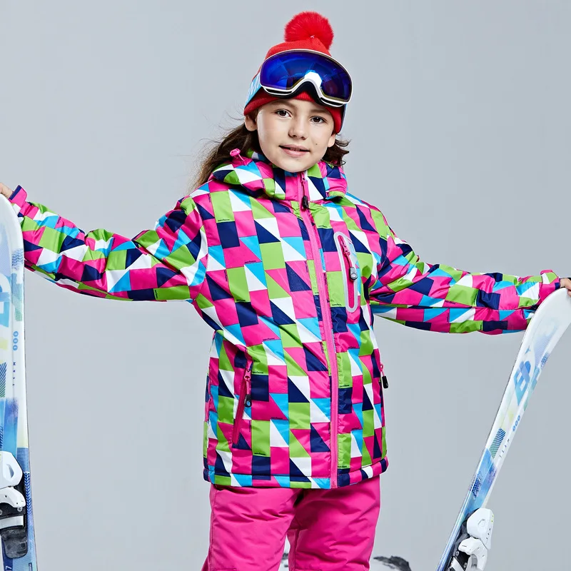 

-30℃ Children's ski jacket waterproof Boys Girls' Snow Warm Coat 5 6 7 8 9 10 11 12 13 14 15 16 Retro style 2024 pink blue