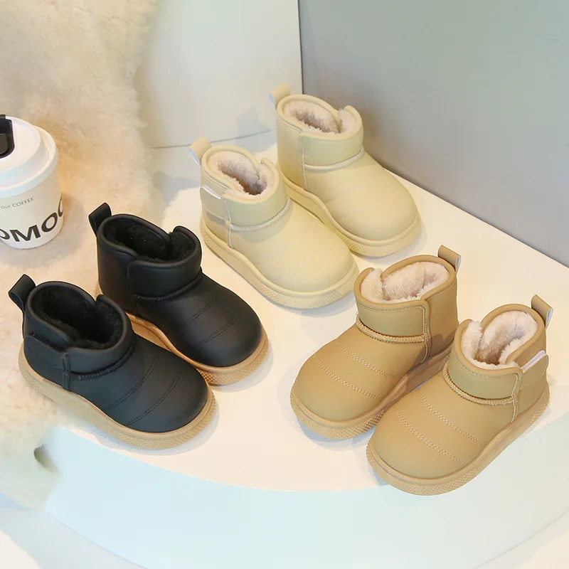Winter Thickened Fleece Snow Boots Boy Girl Soft-soled Anti-slip Short Boots Children Kids Lightweight Baby Cotton Boots School