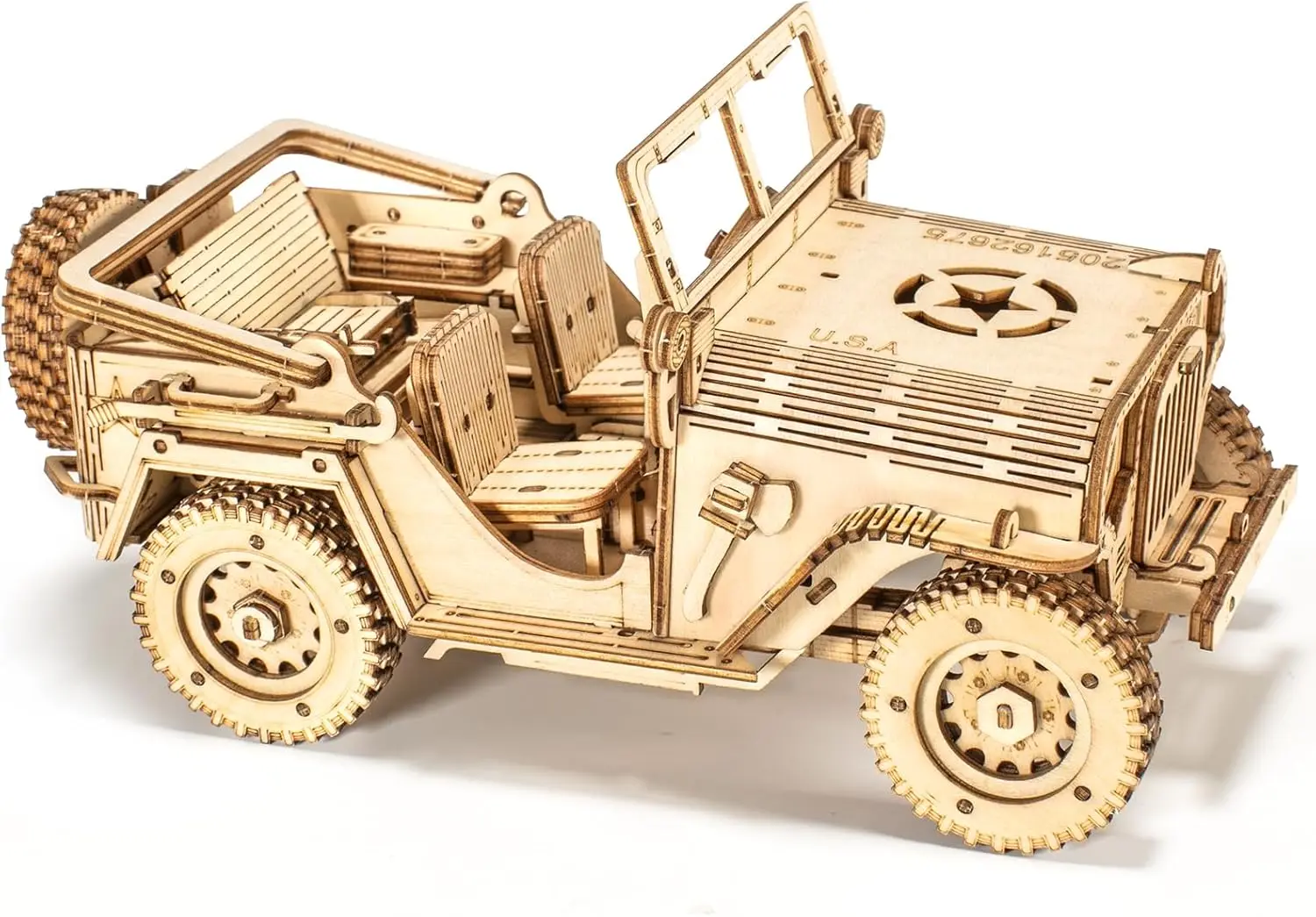 

3D Wooden Puzzle Jeep Model Kit for Adults and Kids, Educational Brain Teaser Gift