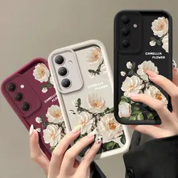 S24 Ultra White Rose Flowers Phone Case For Samsung Galaxy S21 S20 S23 S22 S23 S24 FE M54 Plus Note 20 Ultra Silicone Soft Cover