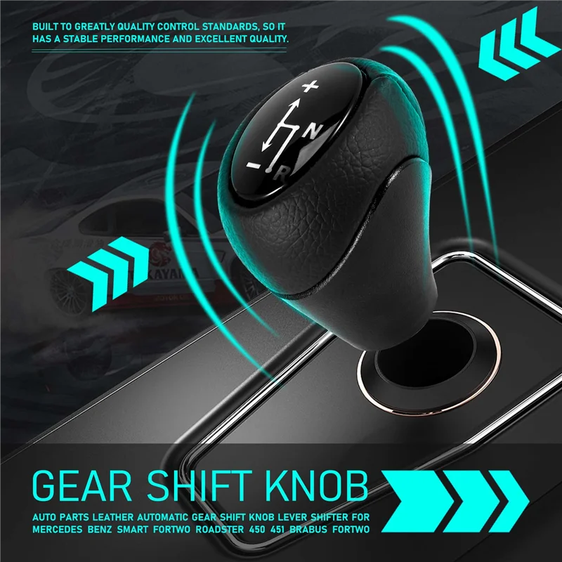 A10E-Auto Parts Leather Automatic Gear Shift Knob Lever Shifter For Mercedes Benz Smart Fortwo Roadster 450 451 Brabus Fortwo
