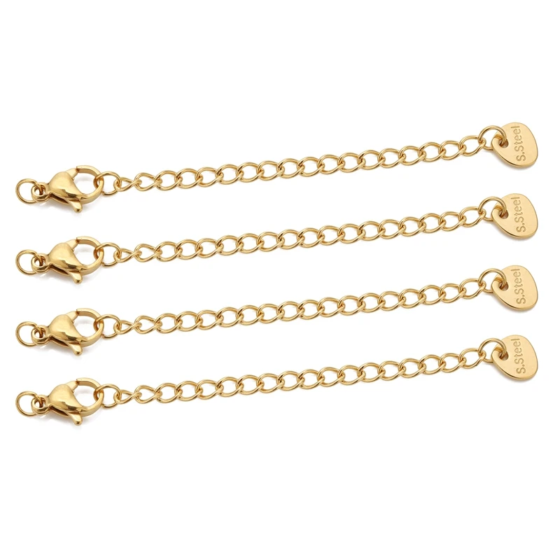 10 Stück Edelstahl-Verlängerungsketten mit Karabinerverschlüssen, Verbindungsglied, Halskette, Schwanzherstellung, DIY-Armband, Zubehör, Zubehör