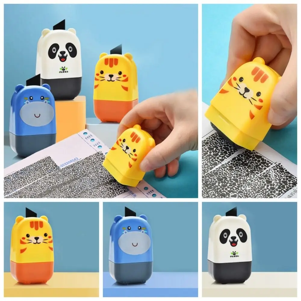3 Color Cartoon Security Stamp Roller Self-Inking Portable Rolling Privacy Seal Express Bill Applicator Messy Code