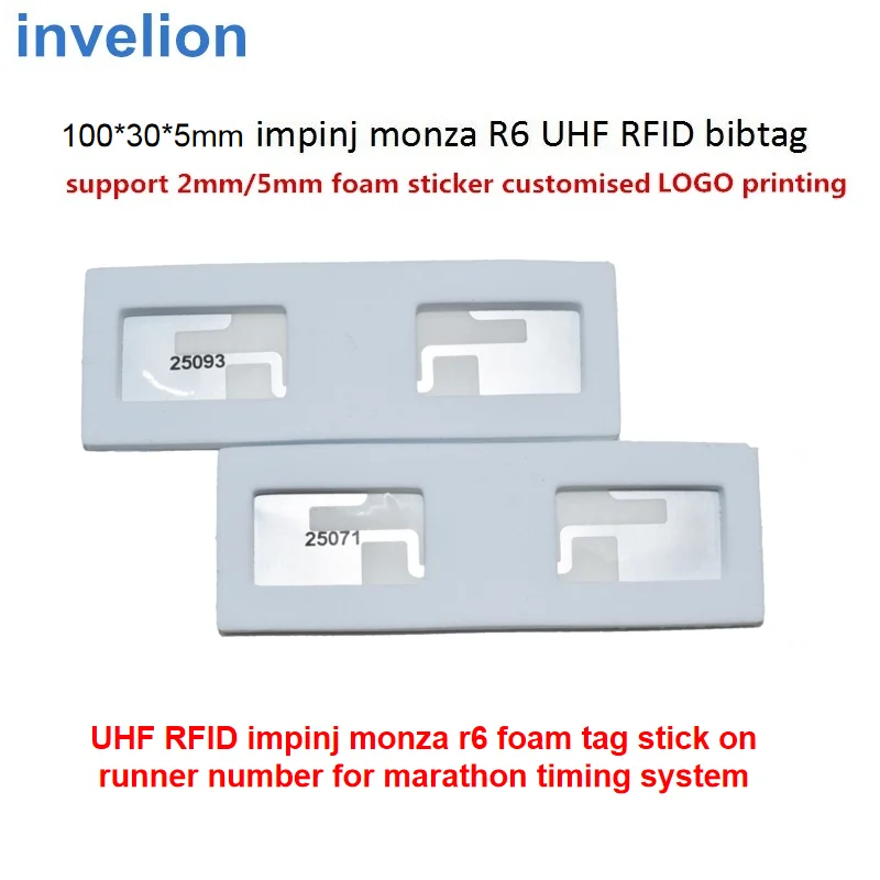 

200pc Number Printed Running Timing Chip Race Result Systems ISO18000-6C Impinj Monza R6 UHF RFID Tag Sticker Bib Tags With Foam