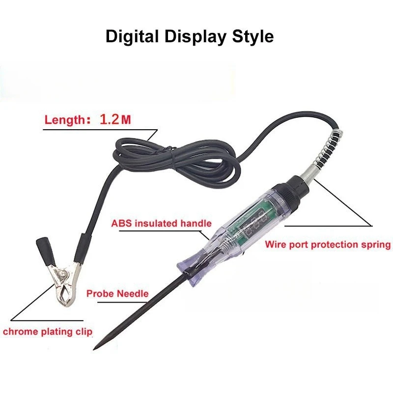 قلم اختبار قوة السيارة مع شاشة رقمية ، تيار مباشر ، 3-48 فولت