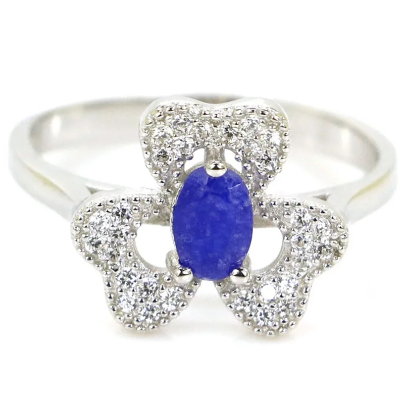 14x12mm Real 925 Solid Sterling Silver Rings Luxury 2.9g Real Sapphire Blood Ruby Tanzanite Kunzite Iolite CZ