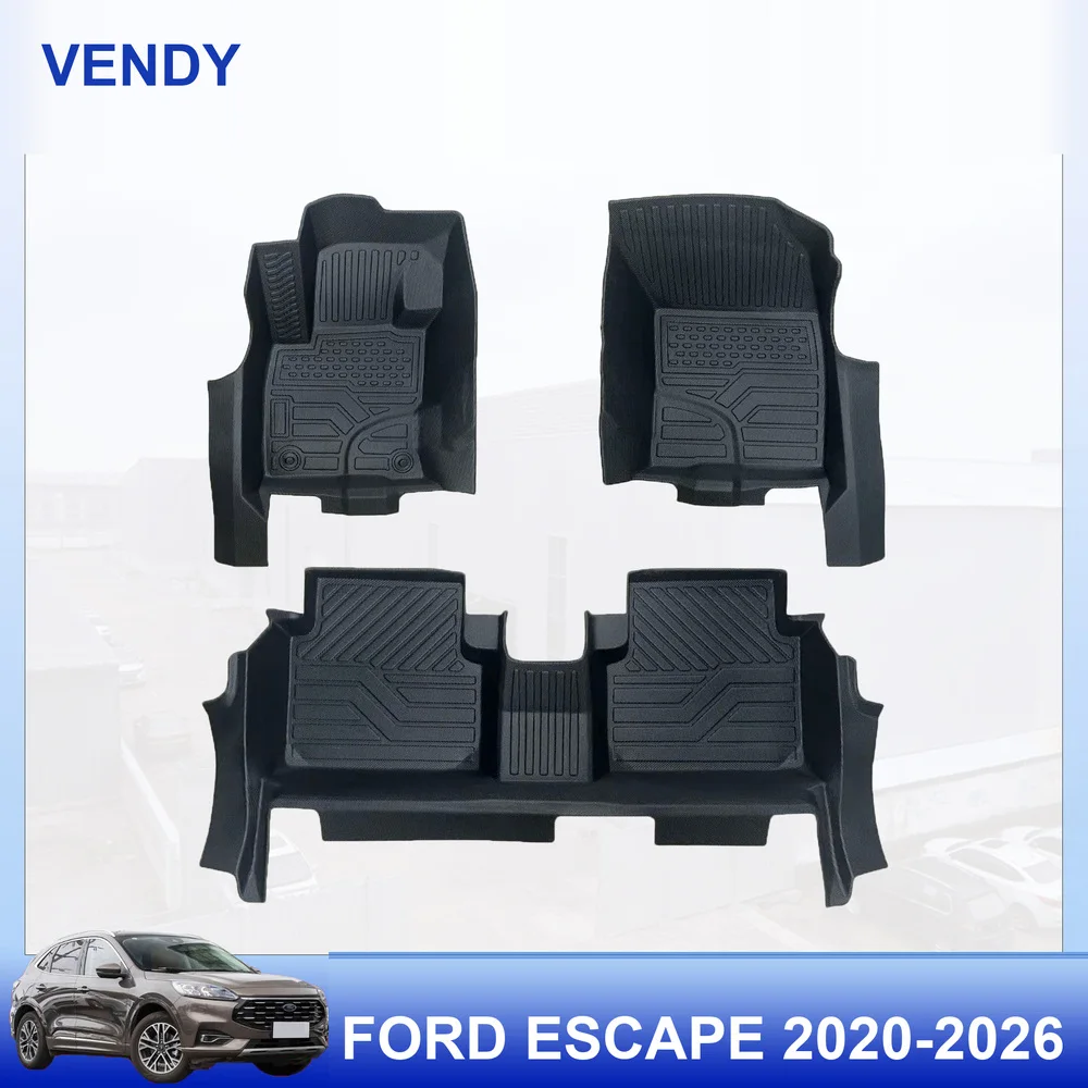 TPE Car Floor Mats Custom Fit for Ford Escape 2020-2026 Left Hand Drive Full Set All Weather Waterproof Easy to Clean