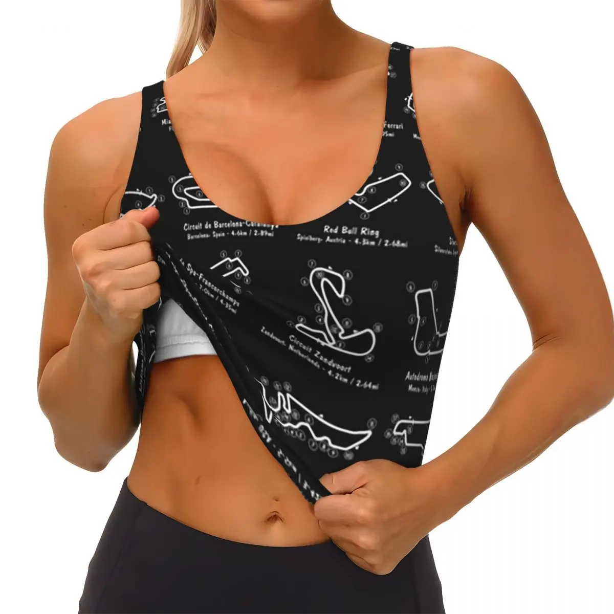 مخصص F-1 سباق المسارات العمودي النساء حمالات الصدر الرياضية عالية التأثير سترة الصالة الرياضية تجريب اليوغا قطع علوية بدون أكمام #3