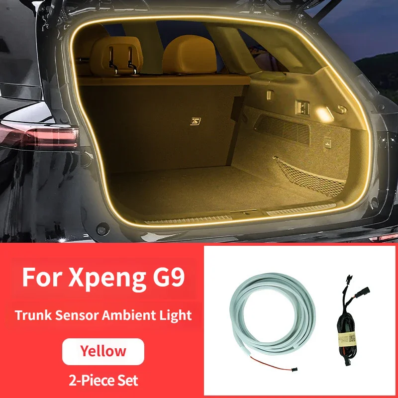 For Xpeng G9 2022-2025 Car Rear Trunk LED Light Bar Strip Trunk Interior Brightening Decorative Lamp Strip Automatic Light