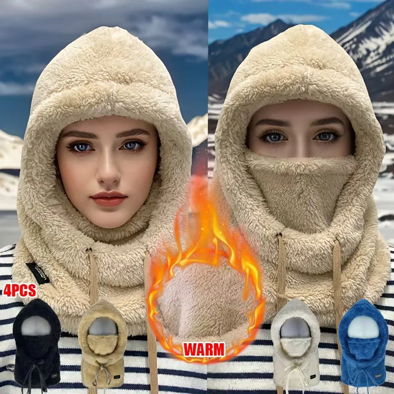 Unisex Weiche Einfarbig Radfahren Winddichte Kappe Kapuze Thermische Winter Sturmhaube Kordelzug Warm Halten Ski Maske Hut Frauen Für Outdoor