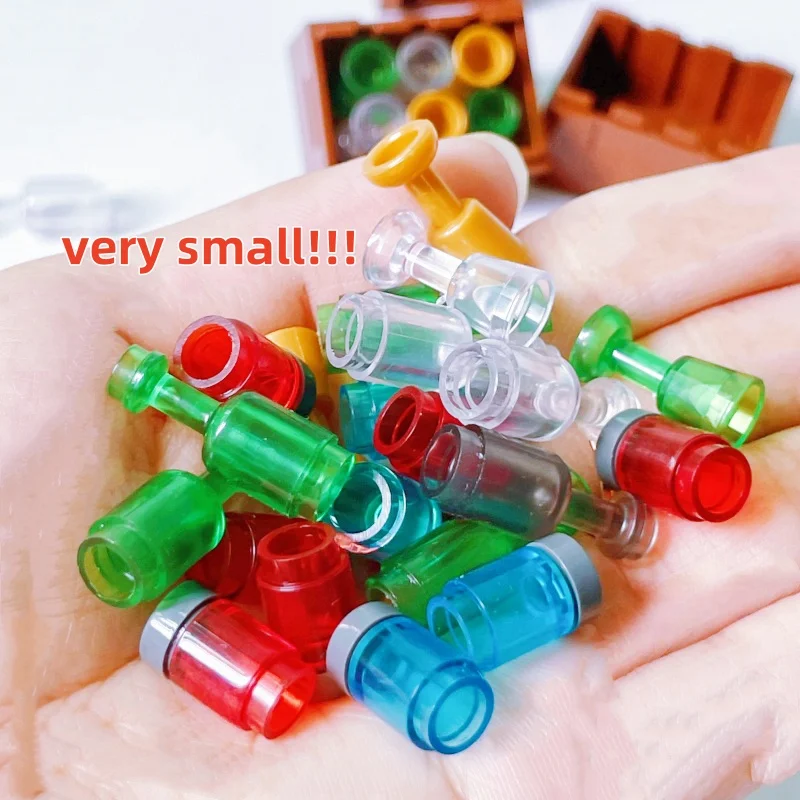 Weinflaschen, Tassen und Highball-Gläser mit Holzkisten, kleine Partikel, DIY-Bausteine-Set, Zubehör, zufälliger Artikel