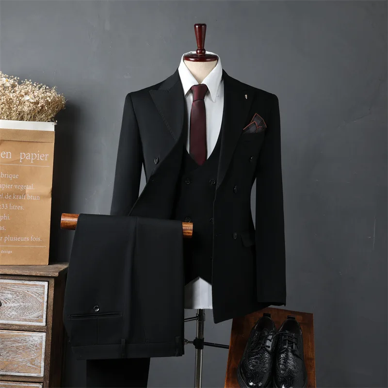 High Quality Men's Suit Slim Fit Formal Business Office Set Wedding Party Fashion Men's Suits 3 Pieces（jacket+Vest+Pants）