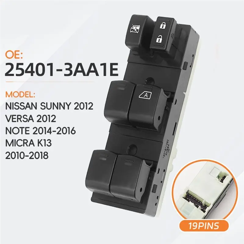 Reliable-For Nissan Sunny 2012 Versa 2012 Note 2014-2016 Micra Car Window Regulator Switch Power Window Switch 25401-3AA1E
