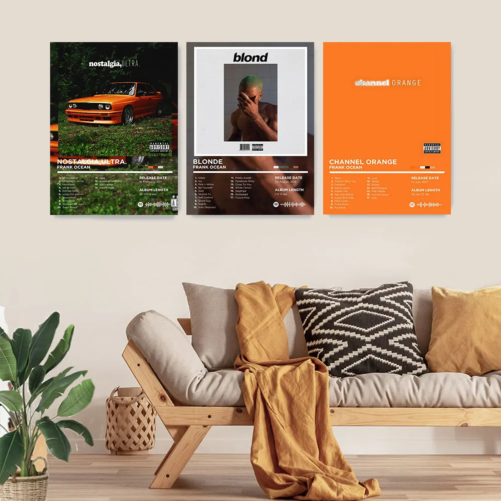 Framed Frank Ocean Album Cover Set of 3 Poster Canvas Print Painting Wall Art Bedroom Study Studio Living Room Home Decor