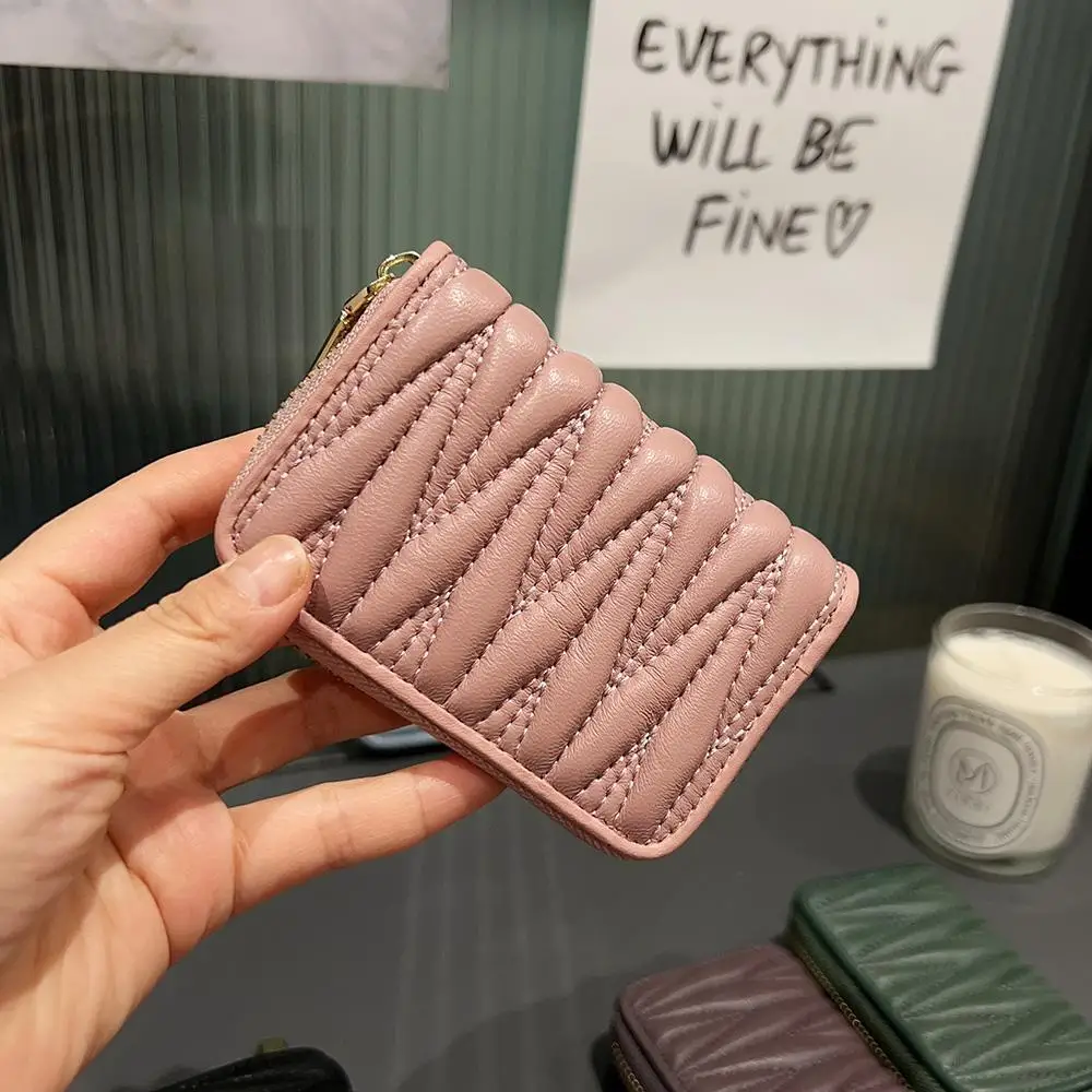 

Classic Folded Accordion Leather Zipper Card Holder Women's Portable Document Storage Wallet Korean Sle Horizontal ape