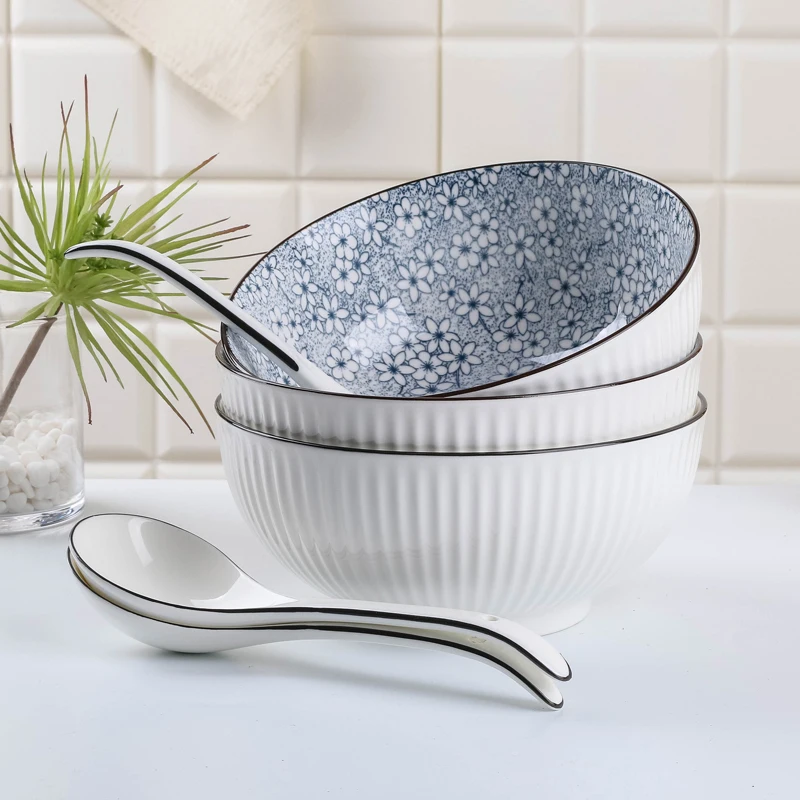 

Набор из 3-х больших японских суповых мисок с большой вместимостью, для микроволновой печи, круглые, цветные, для сервировки стола