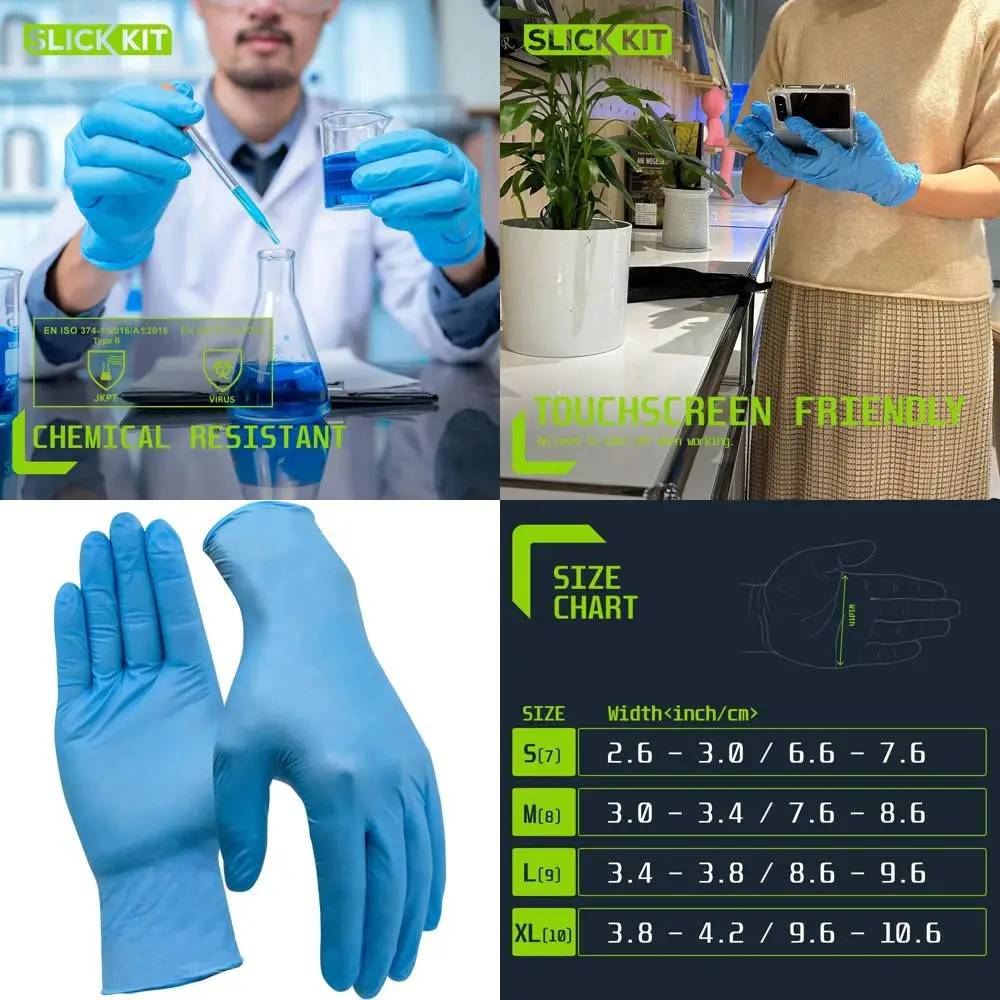 

Перчатки нитриловые без пудры, 5 мил, для промышленной и автомобильной чистки, без латекса, нестерильные