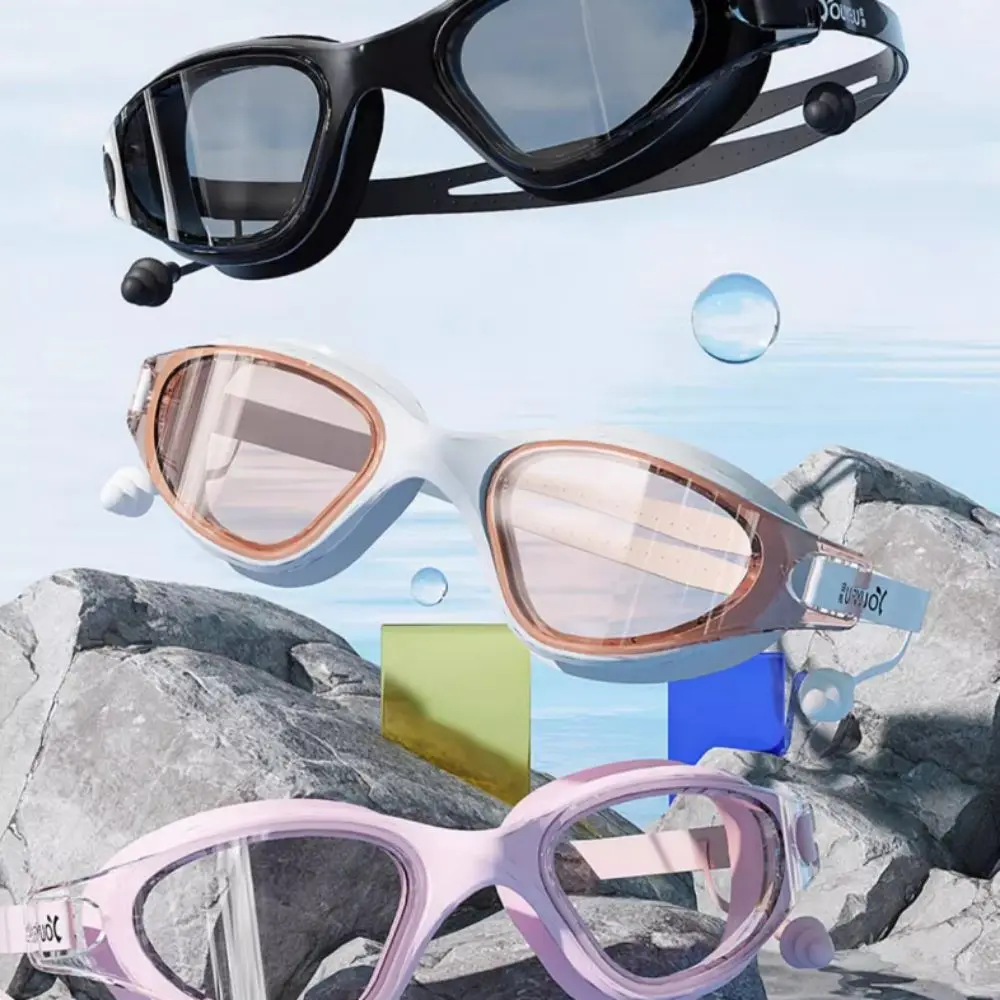 

Anti-fog Adult Swimming Goggles Set with Nose Clip with Ear Plugs Diving Eyewear Ultralight Wide Vision Silicone Swim Cap