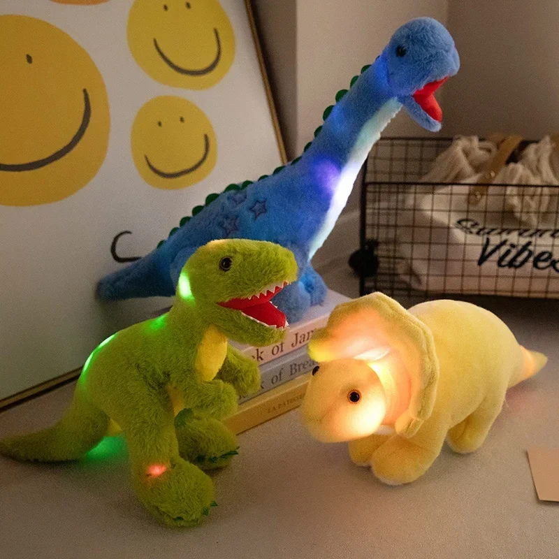 Cuddly Glowing Dinosaur Stuffed Toy Plush Luminous Dino Triceratops Brachiosaurus Tyrannosaurus Pillow Birthday Christmas Gift