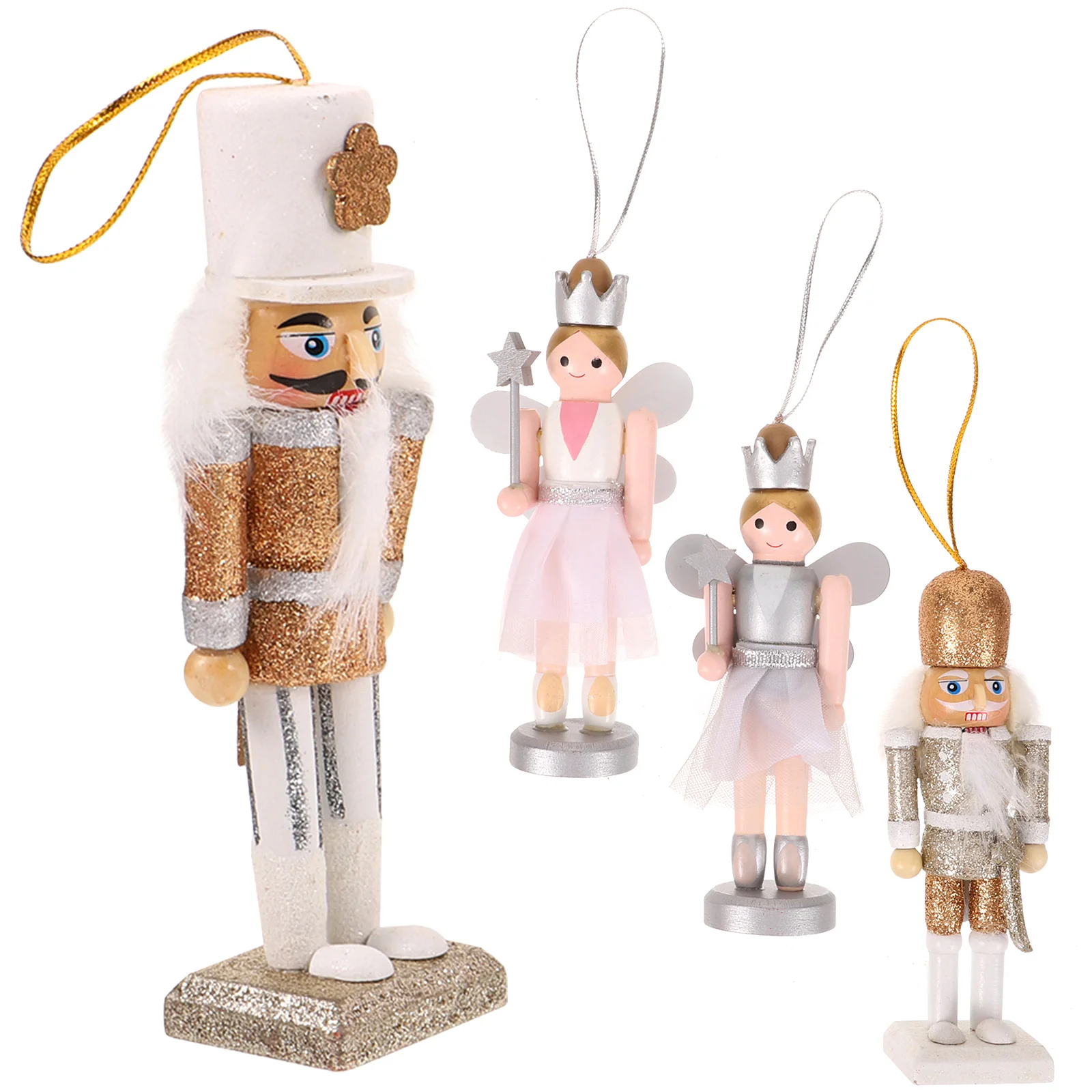 Hanging Xmas Nutcracker Soldier Decoration Wooden Nutcracker Girl Puppet Decor