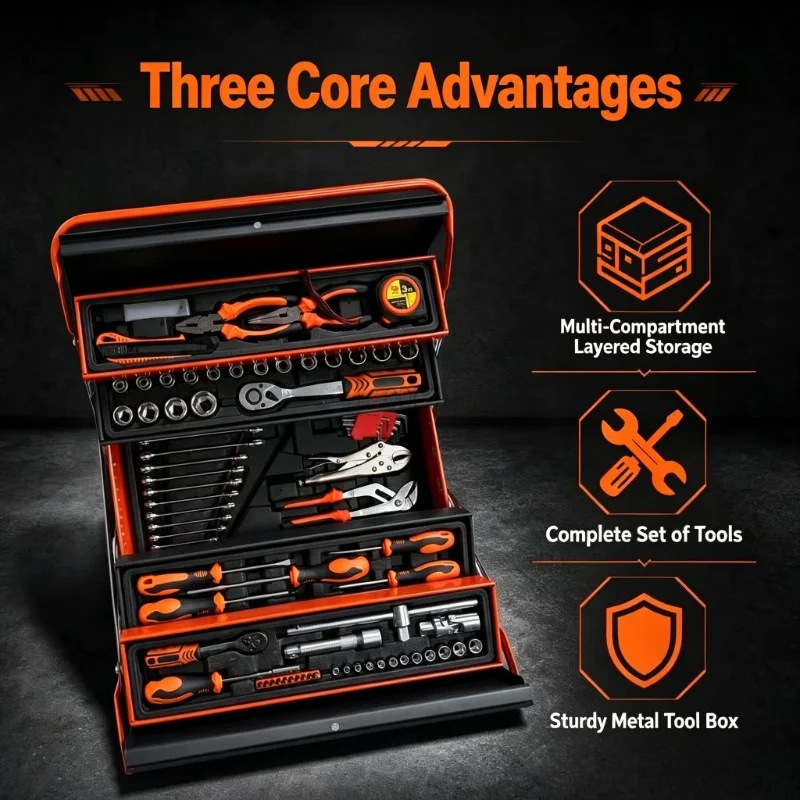 Drive Ratchet Socket Wrench Set Dual Purpose Hex Socket Kit Hand Tool for Automotive Mechanical Repair Maintenance Work