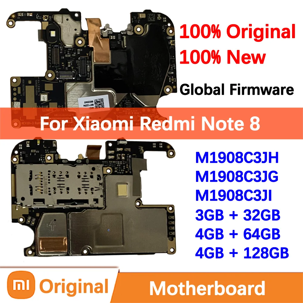 100% Brand New Original Motherboard for Xiaomi Redmi Note 8 Mainboard Logic Circuit Board Plate Global Unlocked Mother board