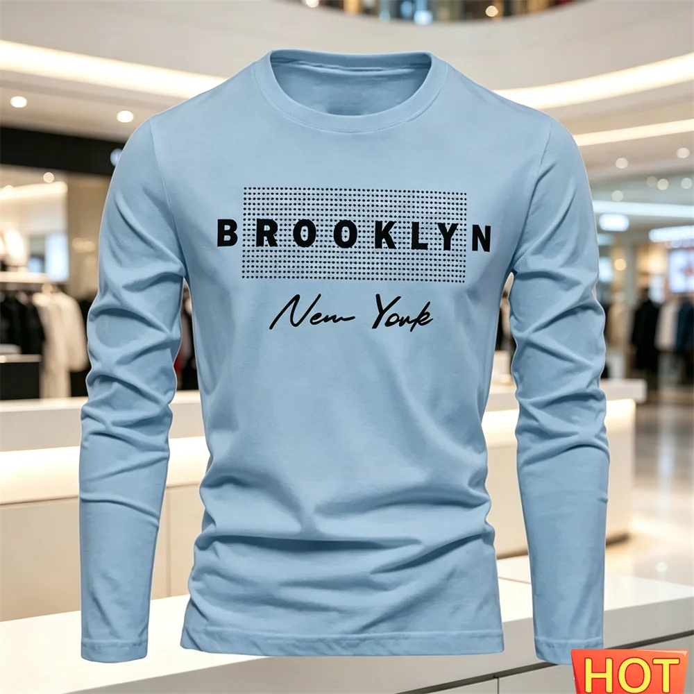 Cotton Comfort Men's Casual Long sleeved T-shirt New Autumn Winter Versatile T-shirt Letter loose men's hoodie tops men clothing - view 5