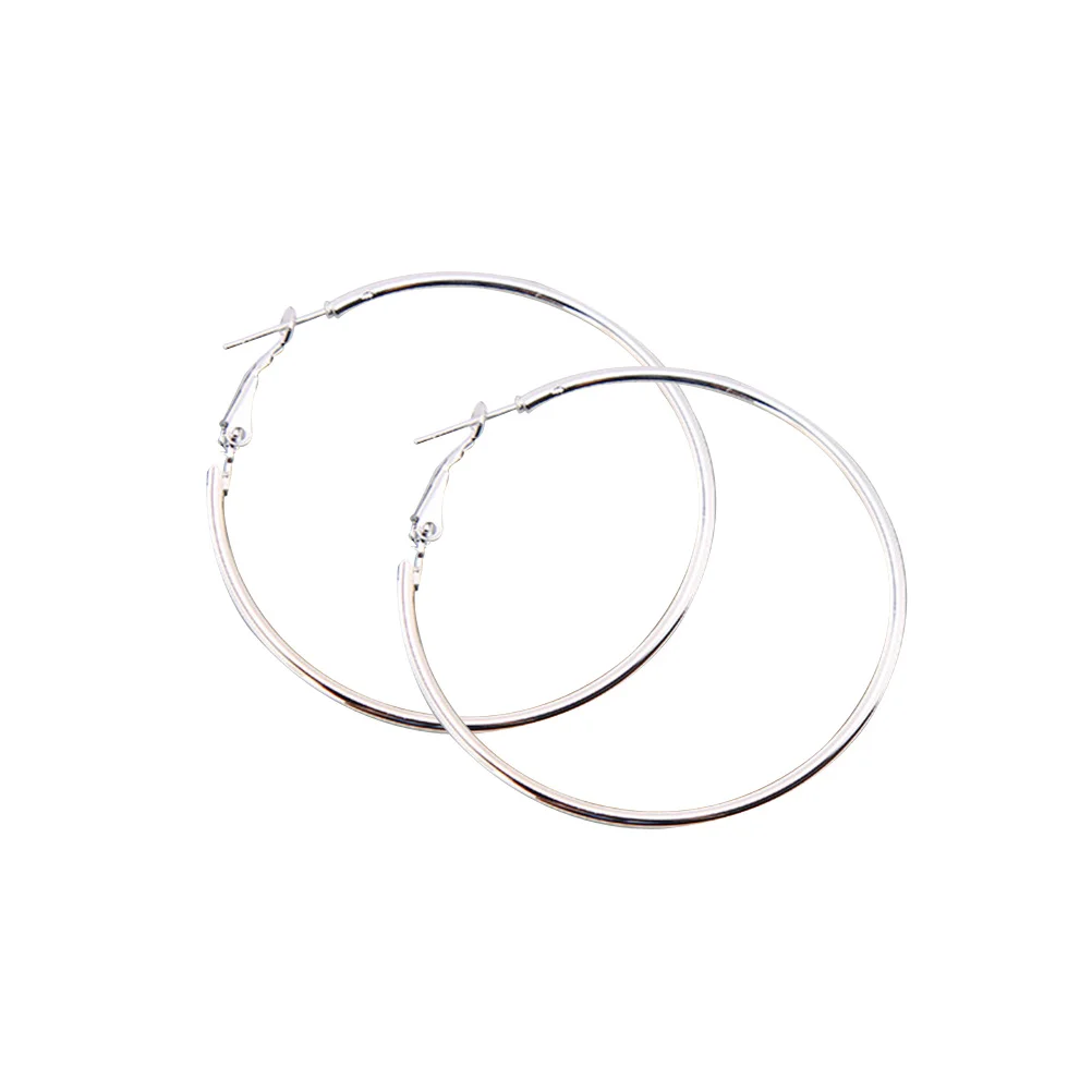 

Unisex Metal Smooth Big Large Earrings Round Circle Earrings Jewelry for Women Men 6CM (Gold)