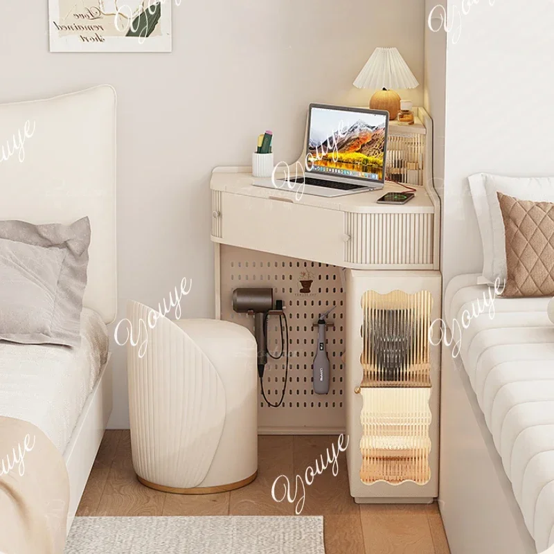 B3 XM Outlet White Storage Vanity Table Lights Glass Jewelry Girl Makeup Desk Dressers Cabinet Mirror Set Penteadeira Furniture