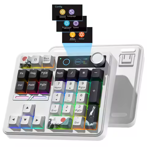 Womier SK30 Mechanical Numpad Keyboard with Screen&amp;Knob Bluetooth5.0/2.4G/Type-C Wireless Gasket Numeric Keypad Keyboard for PC