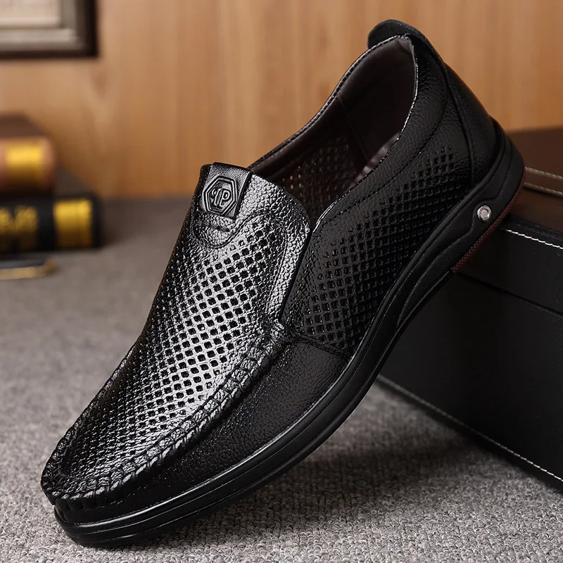 

Men's Casual Shoes Summer Loafers Shoes Genuine Leather Soft Man Slip-on Hollow Out Shoes Cowhide Leather Shoe 2024