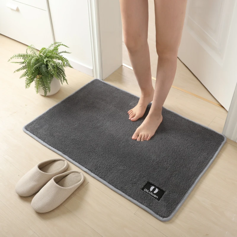 New Thickened Solid Color Tufted Bathroom Mat Absorbent Quick Dry Non-Slip Floor Rug for Shower Durable Stain Resistant Foot Mat