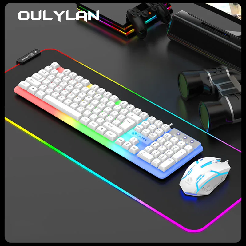 2024 upgraded GTX350 luminous keyboard and mouse wired spherical keycap cover USB mechanical feel