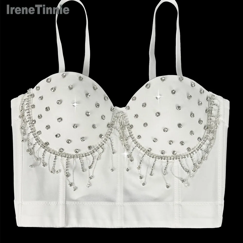 IRENE TINNIE موضة شرابة مطرز بالخرز للنساء Y2k بوستير حمالة صدر ملهى ليلي مشد مرحلة الحفلات سترة علوية مقصوصة Ropa De Muje 2025 #3